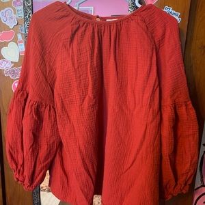 Red Long Sleeved blouse